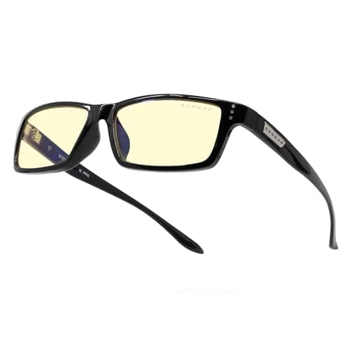 Gunnar Gaming and Computer Eyewear - Riot, Frame Colour: Onyx, Lens Tint: Amber (Blocks 65% Blue Light & 100% UV Light) - Blue Light Blocking Glasses