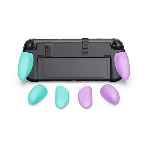 Savage Raven by Skull & Co. NeoGrip for Nintendo Switch 2: An Ergonomic Grip Hard Shell Handheld Case with Replaceable Grips [to fit All Hands Sizes] [No Carrying Case]- Light Purple+Light Green