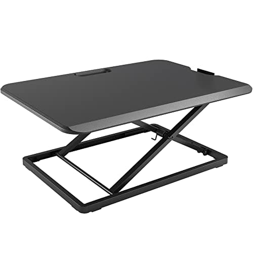 BONTEC Standing Desk Converter, 67x47cm, Height Adjustable, Ultra-Slim, 8kg | X-frame steel construction, ready to use, smooth lifting mechanism, for laptops, monitors, keyboards and home office setups