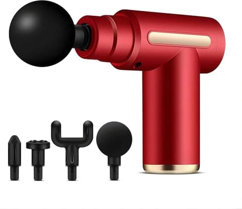 Massage Gun Deep Tissue-Portable Muscle Massage Device with 4 Interchangeable Heads,6 Speeds Quiet Motor for Back, Neck, Shoulders & Body Pain Relief Percussion Portable Cordless for Home Gym