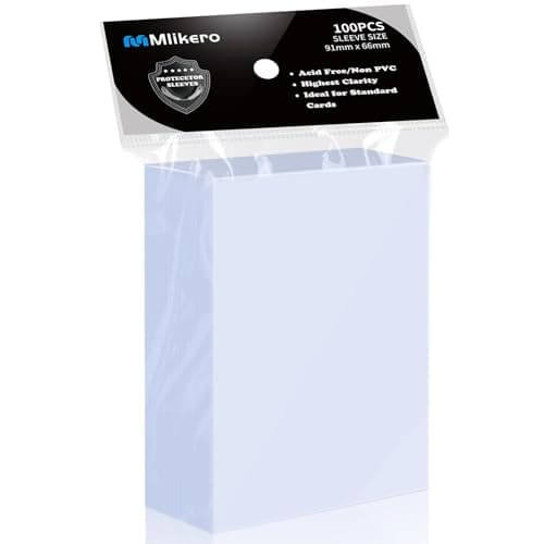 Mlikero 100 Pcs Clear Card Sleeves, Standard Size Trading Cards Protector Fit for MTG, Football, Sports, Game Cards, 66 x 91 mm