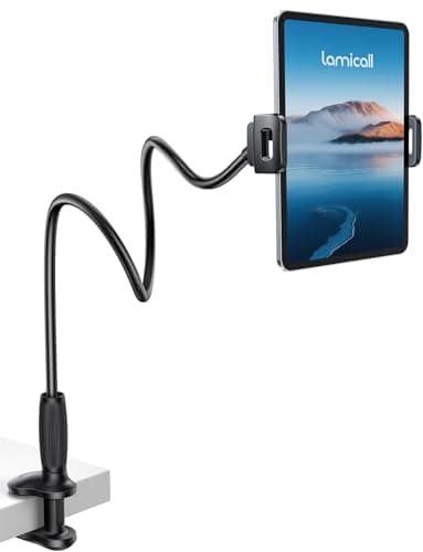 Lamicall Gooseneck Tablet Holder for Bed - [Easy-Adjust Tapered Tube] 33.5" Flexible Arm iPad Stand for Desk, 360° Adjustable Tablet Mount for iPad, Kindle, Switch, iPhone, 4.7-13" Devices