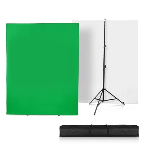 Versatile Backdrop Stand, 6.5x6.5ft Wrinkle-Resistant Collapsible Background Chromakey White & Green Screen for Photo Studio Video Shooting, Portrait Headshot Photography (2x2m 6.5x6.5ft)