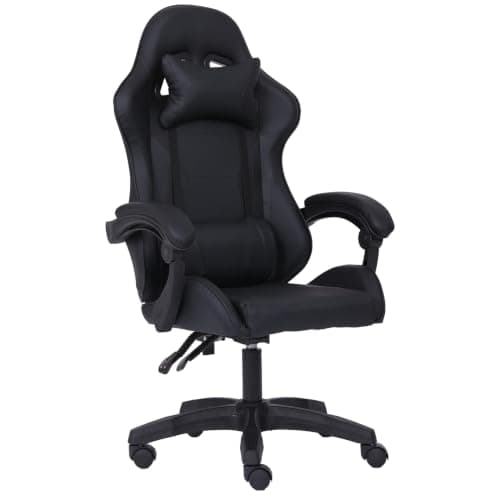 Millhouse Sport Desk Chair, Adjustable Office Gaming Racing Chair with Lumbar and Head Pillow, X3577 - Black-Blk