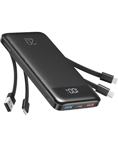 Charmast 22.5W Fast Charging Power Bank, 4 Cables Portable Charger 20000mAh