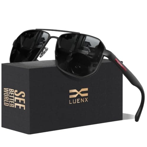 Luenx Polarized Sunglasses for Men: Square Polygon UV400 Driving