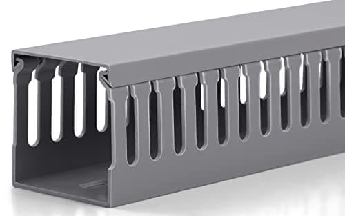 Cable Trunking, Self Adhesive PVC Wire Raceway, Open Slot Cable Tray | Safe Cable Management Kit with H5 x W5 cm, 182 cm (2 x 91 cm), Grey, for Under Desk, Computer & Network