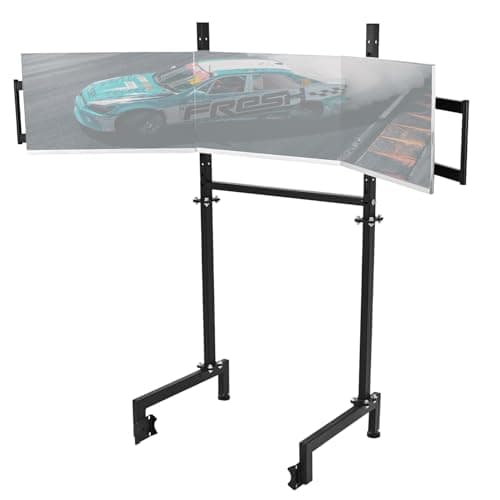 Dardoo Sim Racing Triple Monitor Stand with Adjustable Height & Width for 27-32 Inch Display 3 Screens TV Mount Compatible with Round Tube Racing Sim Cockpit