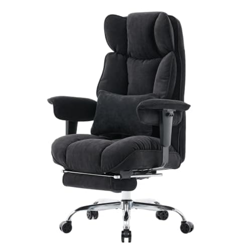 Efomao Desk Office Chair, Big and Tall Fabric Executive Chair with Footrest, High Back Ergonomic Computer Chair, 200KG Heavy Duty Breathable Reclining Plush Padded Desk Chair for Home