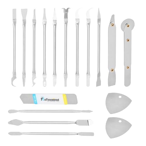Merzio 17 Piece Electronics Repair Tool Kit, Professional Spudger Pry Tool Set, Ultra Thin Metal Opening Tool for iPhone iPad Laptop MacBook Tablet Computer, Screen Removal and Battery Replacement