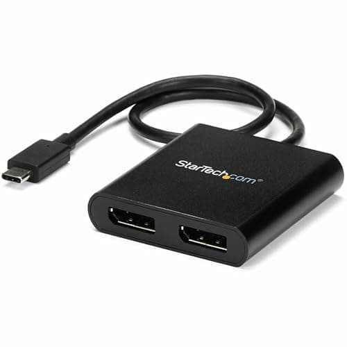 StarTech.com 2-Port Multi Monitor Adapter - USB-C to 2x DisplayPort 1.2 Video Splitter - USB Type-C to DP MST Hub - Dual 4K 30Hz or 1080p 60Hz - Thunderbolt 3 Compatible - Windows Only (MSTCDP122DP)
