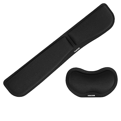 TIDALSOIL Memory Foam Set Keyboard Wrist Rest Pad, Mouse Wrist Cushion Support for Office, Computer, Laptop, Comfortable, Lightweight for Easy Typing Pain Relief, Black