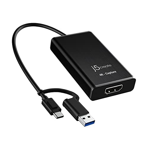 j5create 4K HDMI Video Capture Card, DSLR Cam Link, Game Capture Adapter | for Live Gaming, Broadcasting, Streaming, Video Conference | Support 4K30, 2K60, 1080p120 (JVA11)