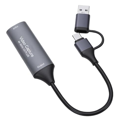 VBESTLIFE Video Capture Card for Streaming, 4K HDMI to USB C Capture Card with USB A 3.0 Adapter, 4K 60FPS, Compatible with Camera, DVDs, DSLR