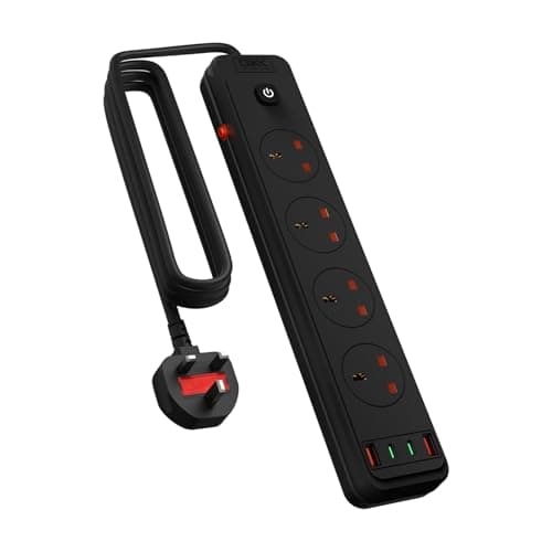 Power Strip 4AC Way Extension Lead with USB-C Ports Socket outlets 3250W