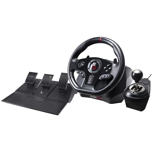 Subsonic Superdrive Gs850-X racing wheel with manual shifter, 3 pedals, shift paddles for Xbox Series X/S, PS4, Xbox One (programmable for all games) | Racing wheel PS4 & Xbox Series X/S & PC, 270° rotation Paddle & Manual shifters, Gas, Clutch & brake pedals Driving simulator