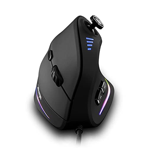 zelotes Vertical Gaming Mouse with Joystick,10000DPI,11 Programmable Buttons,Ergonomic Design,LED Illumination,USB Optical Wired Mouse Mice for Laptop,PC,Mac,Black