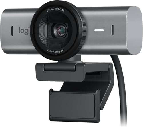 Logitech MX Brio Ultra HD 4K Collaboration and Streaming Webcam, 1080p at 60 FPS, Dual Noise Reducing Mics, Show Mode, USB-C, Webcam Cover, Works with Microsoft Teams, Zoom, Google Meet, Graphite