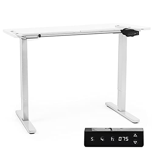 Duronic Sit Stand Up Desk Top Frame Converter TM12 WE, Electric Standing Sitting Height Adjustable Riser Desks, Standup Ergonomic Workstation for Office Home Table PC Laptops Monitor Computer - White
