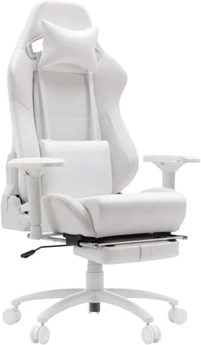 Homracer Gaming Chair,Office chairs for home, Ergonomic Office Chair with Footrest and Lumbar Support,Gaming Chairs for Adults,Adjustable Desk Chair with 360°- Swivel Seat For Man Women,Gift(white)