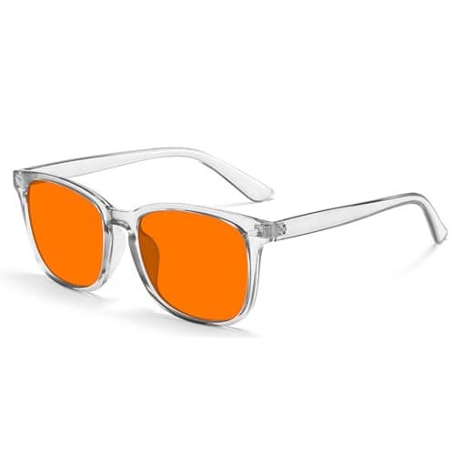 CutitiUU Blue Light Blocking Glasses,TR90 Anti Blue Light Anti Fatigue Goggles,Anti Glare Headache Eyes Strain Glasses,Amber lenses 95% anti-blue light rate,Gaming Glasses,Unisex (Clear Grey+Orange)