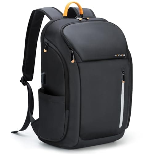 Ponhog Laptop Backpack for Men - 900D Travel Backpack fit 17.3 Inch Laptop, Tech Backpack with USB Charging Port Anti-Theft Pocket, 30L Smart Rucksack for College Business Work Overnight Black