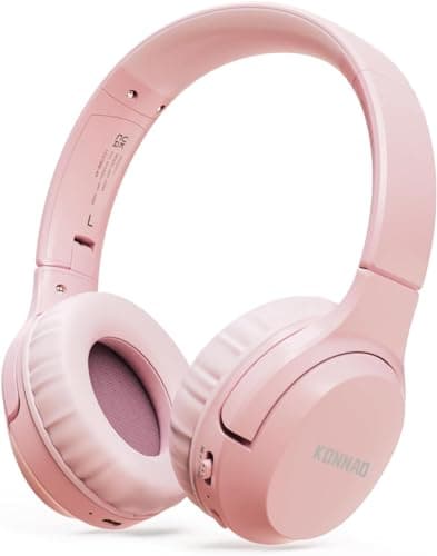 KONNAO Kids Headphones Wireless 60H, Foldable On Ear Headphone with MIC, Volume Limiter 85dB/94dB Wireless & Wired Headphones, Over-Ear Headphone for Kid Adult School Online Class Travel, Pink