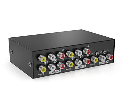 AV RCA Switch Box 4 way, MT-ViKI Audio Video Switcher Composite Video L/R Audio Selector Box for DVD STB Game Consoles (4 in 1 out)