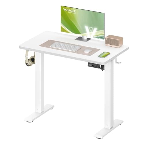 VASAGLE Electric Standing Desk, Height Adjustable Desk, Sedentary Reminder, 4 Memory Heights, for Home Office, 80 x 50 cm, Cloud White LSD308WZ01