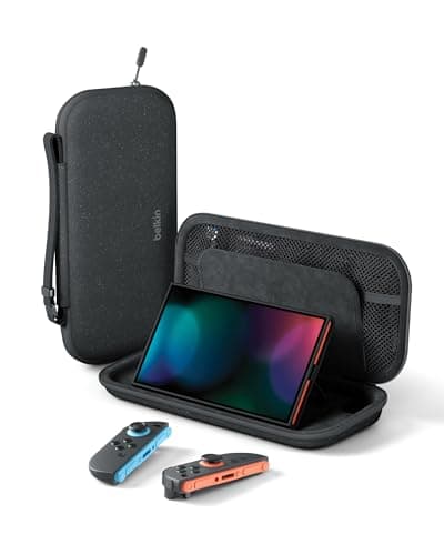 Belkin Gaming Nintendo Switch 2 Case Travel Bag with AirTag Holder - Black | Portable Lightweight Carrying Case with Hard Shell and Soft Interior, Game Card Storage Pocket, Gaming Travel Essential