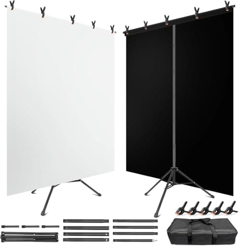 JEBUTU Black White Backdrop with Stand Kit 1.5m x 2.1m
