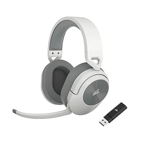 Corsair HS55 WIRELESS Gaming Headset - Low-latency 2.4GHz Wireless or Bluetooth® Connection, Dolby ® Audio 7.1 Surround Sound, Lightweight, Omni-Directional Microphone, On-Ear Audio Controls - White
