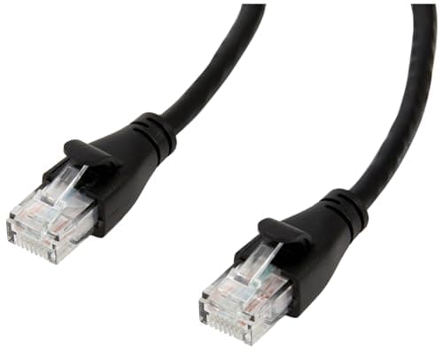 Amazon Basics RJ45 Cat 6 Ethernet Patch Cable For PC, TV, tablet, router, printer, 1Gpbs Transfer Speed, Gold-Plated Connectors, 5 Foot, Black