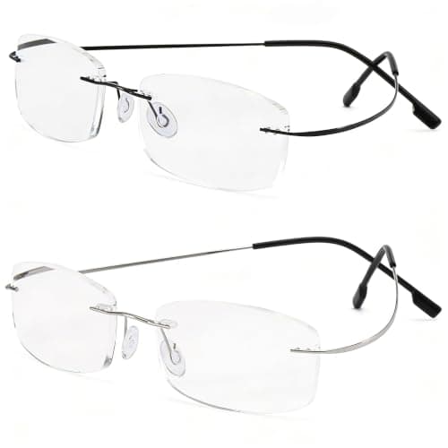 Hubeye Frameless Reading Glasses Titanium Ultralight Computer Readers 2.50