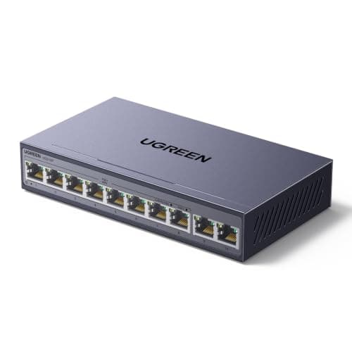 UGREEN 10 Port PoE+ Network Switch, 8 PoE & 2 Gigabit Ports