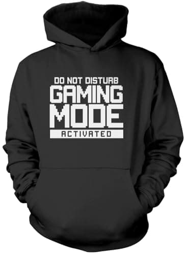 HotScamp Do Not Disturb Gaming Mode Activated Unisex Adults and Kids Hoodie - Gamer Console Teen Online Games Addict Black XX-Large