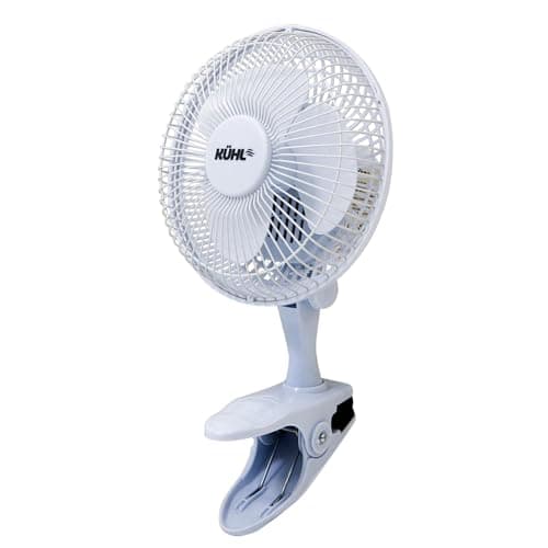 KÜHL 6 Inch Clip Fan - Mini Desk with Two Speed Setting - Adjustable Tilt Small Fan - Clip On Desk Fan For Office & Home