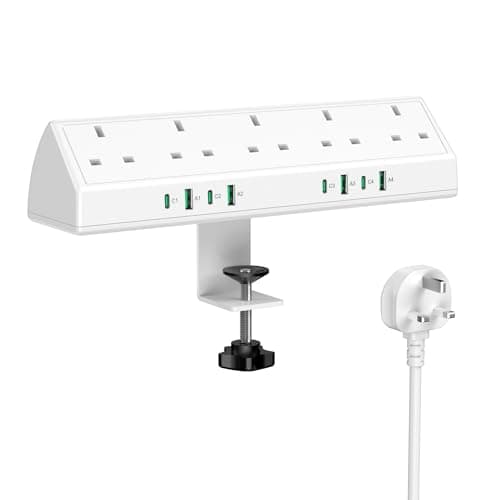 Jgstkcity Desk Clamp Power Socket, 45W USB-C Extension Lead, White