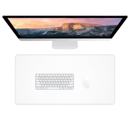 Dapesuom Large Mouse Pad, Extended Gaming Mouse Mat with Stitched Edges, Waterproof Full Size Desk Mats with Non-Slip Base, Computer Big Desktop Keyboard Pad for Laptop, Office, 23.6 x 11.8 in, White