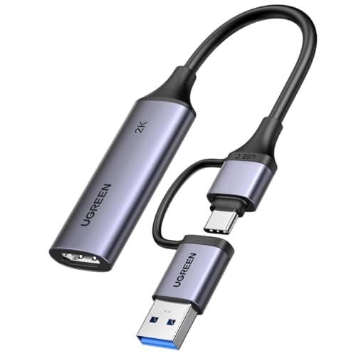 UGREEN Video Capture Card HDMI to USB C 2K@30Hz 1080P@60fps | Game Record 4K Input Compatible with Quest 3/3s PS5 PS4 Xbox Series X Switch 2 TV Stick iPad DSLR Camera MacBook Laptop PC