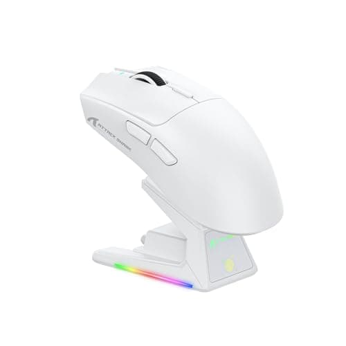ATTACK SHARK X1 Gaming Mouse with Touchpad RGB Charging Dock, PixArt PAW3395PRO Gaming Sensor, BT/2.4G Wireless/Wired Gaming Mouse, 40000 DPI, 53g Superlight Gamer Mice for Win11/Xbox/PS/Mac (White)