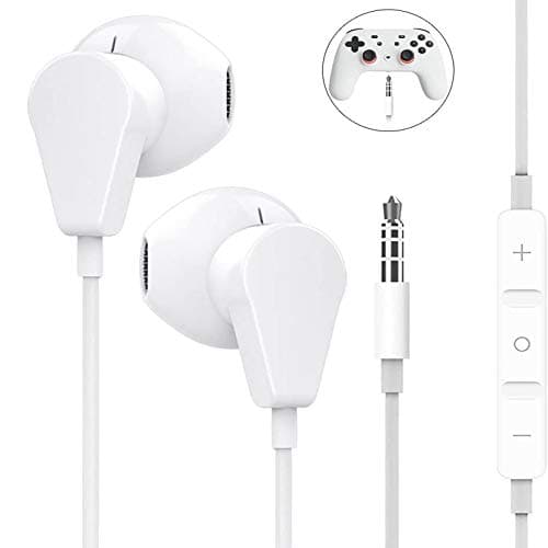 GEEKRIA 3.5mm Gaming Earbuds with Mic & Volume Control, Wired Stereo In-Ear Headphones Compatible with PS4, Xbox One Controller, PC, Laptop, Smartphone