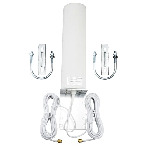 BOOBRIE High Gain 4G LTE Antenna Outdoor 10DBi Dual SMA Male Connector 5M SMA Cable 698-2700MHz WiFi Antenna Outdoor 3G 4G LTE OmniDirectional Mount for 5G LTE Router Hotspot Wireless