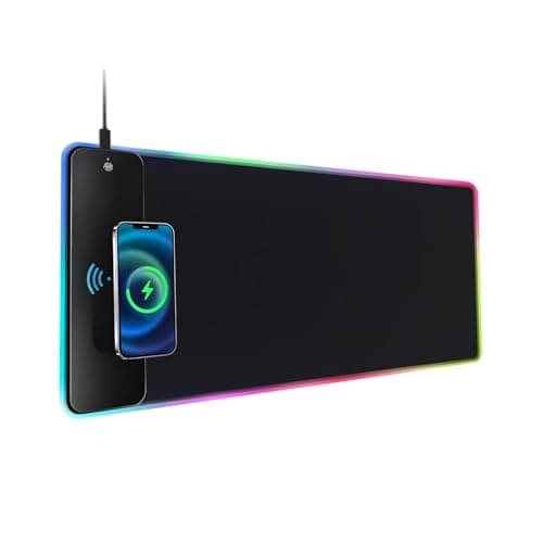 QUMOX 15W Fast Wireless Charging RGB Mouse Pad, Extra Large 800x300x4MM LED