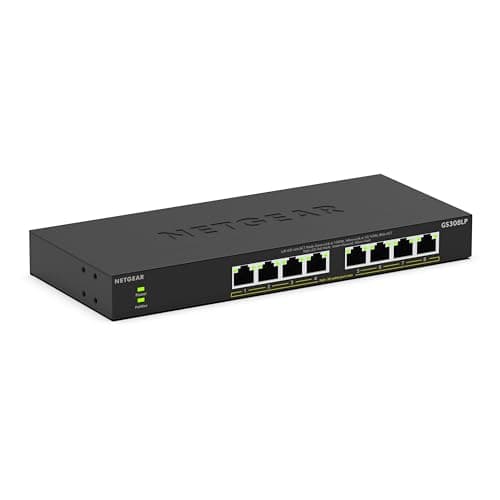 NETGEAR 8 Port PoE Switch (GS308LP) | Unmanaged Gigabit Network | Ethernet Splitter | 8 x PoE+ @ 60W | Desktop, Wall or Rackmount