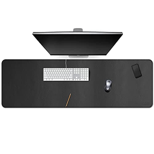 Cacoy 140x40 cm Large Leather Desk Mat, Gaming Mouse Pad, Computer Desk Mat for Keyboard and Mouse, Desktop Protector Mat, Waterproof Desk Pad Blotter, Black