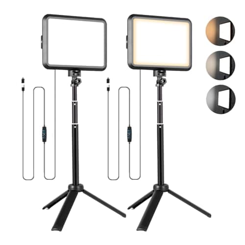 NiceVeedi Photography Lighting Kit, 2-Pack LED Desktop Video Light 2800K-6500K for Filming/Zoom/Game/Streaming/Video Conference/TikTok, 14 * 18cm Dimmable Studio Light with 40-60cm Portable Tripod