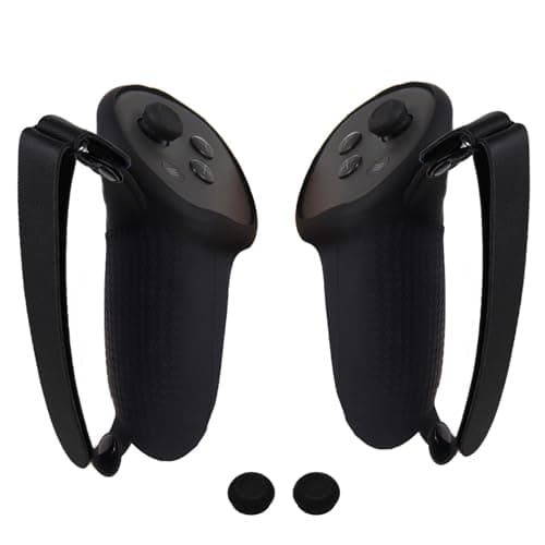 VR Touch Controller Silicone Protective Grip Cover for Meta Quest 3/3S,Drop and Slip Resistant, with Adjustable Knuckle Strap and Joystick Cap Covers