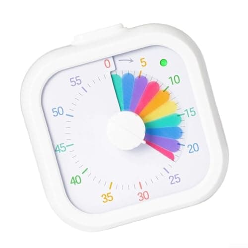 Visual Timer 60 Min Rainbow Disc Silent for countdown Visual(White)