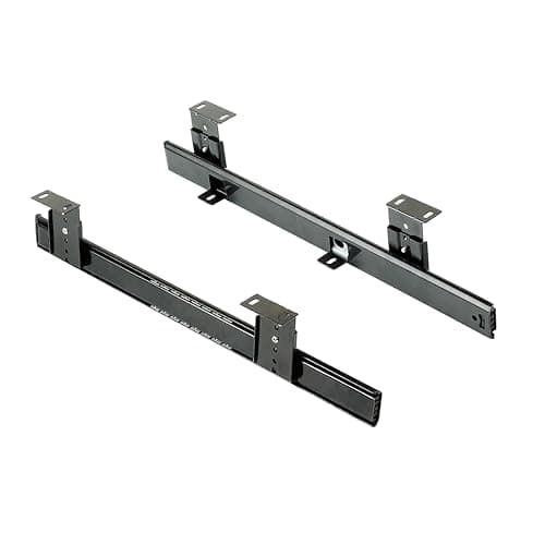 Emuca - Ball Bearing Runners for underdesk keyword Platform/Shelf/Drawer, Height Adjustment Keyboard Holder Runners kit, Steel, Black zinc Plated, 20 ut